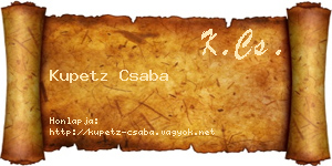 Kupetz Csaba névjegykártya